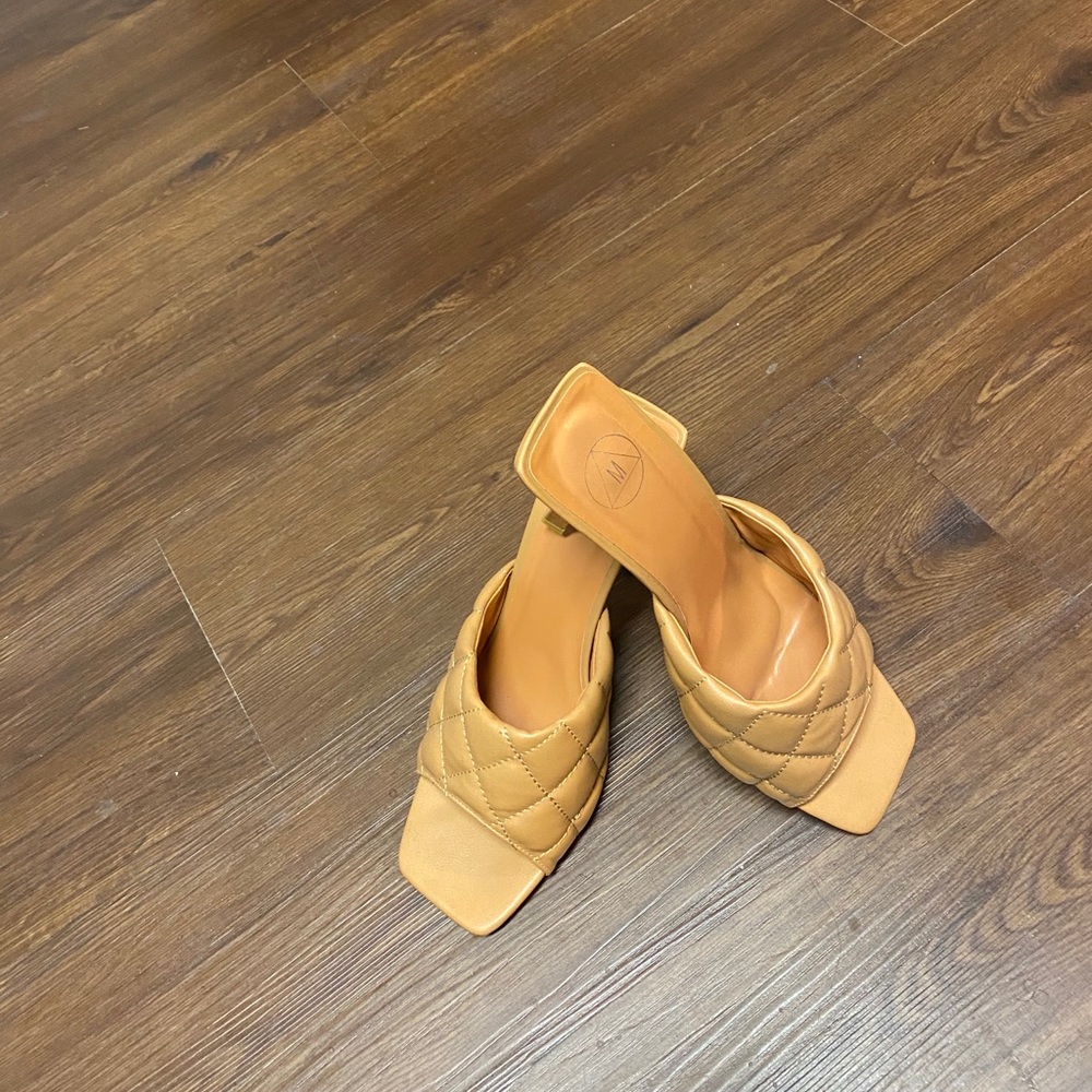 Tan quilted heels